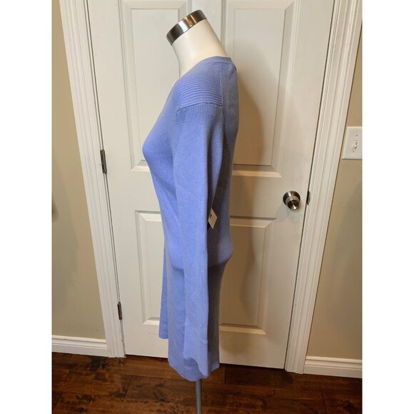 Samsoe Samsoe Blue Rib Knit Henley Long Sleeve Everly Dress, Size XL - Picture 3 of 7
